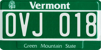 VT license plate OVJ018