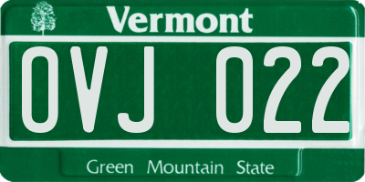 VT license plate OVJ022