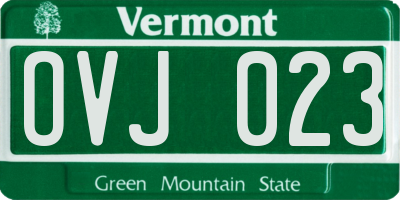 VT license plate OVJ023