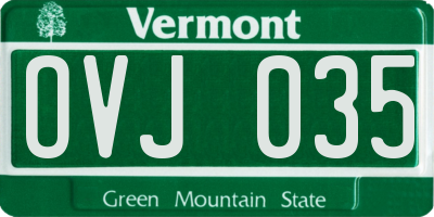 VT license plate OVJ035