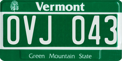 VT license plate OVJ043