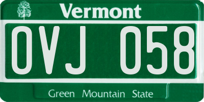 VT license plate OVJ058