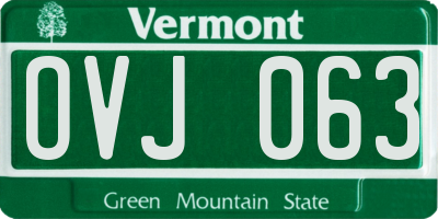 VT license plate OVJ063