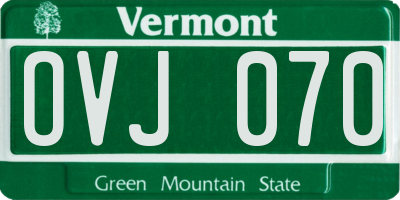 VT license plate OVJ070