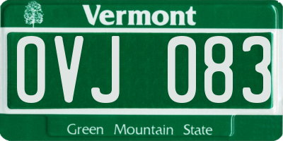 VT license plate OVJ083