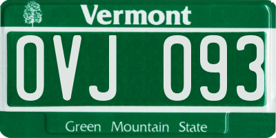 VT license plate OVJ093
