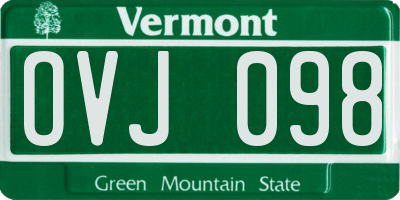 VT license plate OVJ098