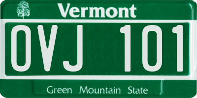VT license plate OVJ101