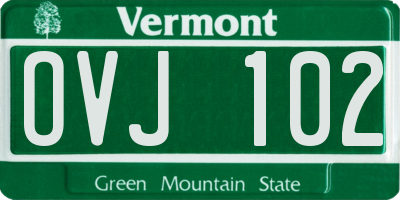 VT license plate OVJ102