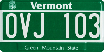 VT license plate OVJ103