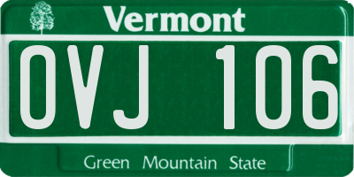 VT license plate OVJ106