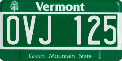 VT license plate OVJ125