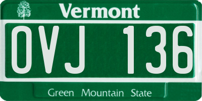 VT license plate OVJ136