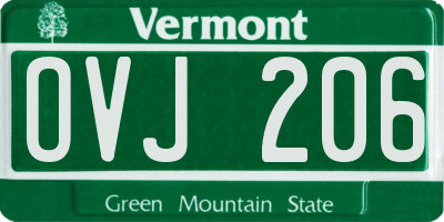 VT license plate OVJ206