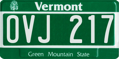 VT license plate OVJ217