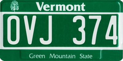VT license plate OVJ374