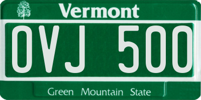 VT license plate OVJ500