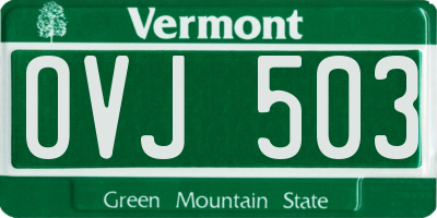 VT license plate OVJ503