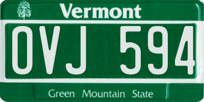VT license plate OVJ594