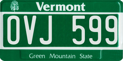 VT license plate OVJ599