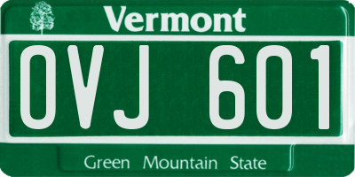 VT license plate OVJ601