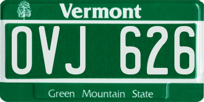VT license plate OVJ626