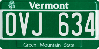 VT license plate OVJ634