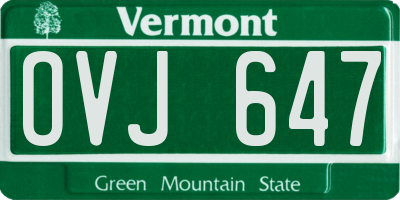 VT license plate OVJ647
