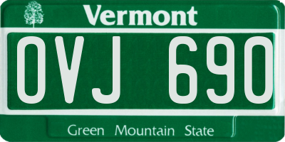 VT license plate OVJ690
