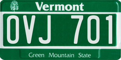 VT license plate OVJ701