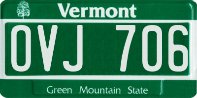 VT license plate OVJ706