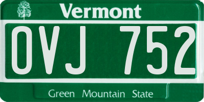 VT license plate OVJ752