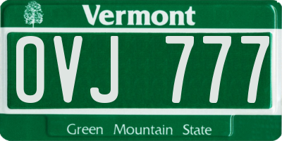 VT license plate OVJ777