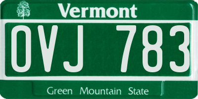 VT license plate OVJ783