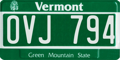 VT license plate OVJ794