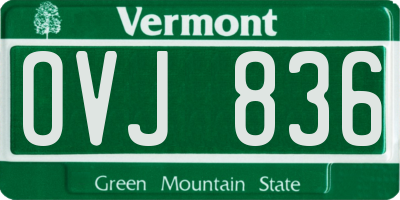 VT license plate OVJ836