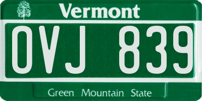 VT license plate OVJ839