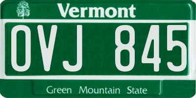VT license plate OVJ845