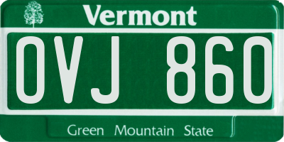 VT license plate OVJ860