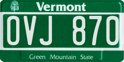 VT license plate OVJ870
