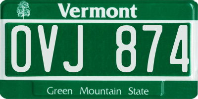 VT license plate OVJ874