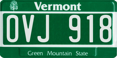 VT license plate OVJ918