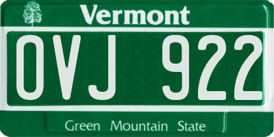 VT license plate OVJ922