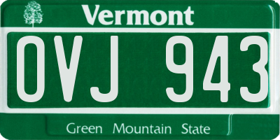 VT license plate OVJ943