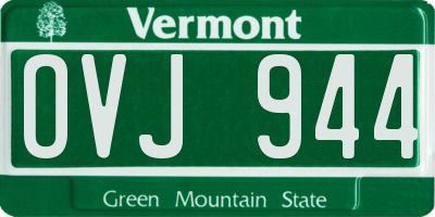 VT license plate OVJ944