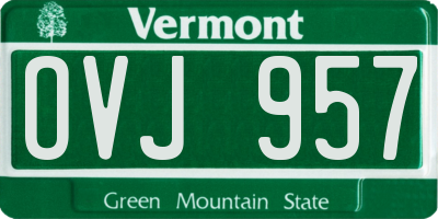 VT license plate OVJ957