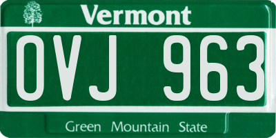 VT license plate OVJ963