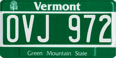 VT license plate OVJ972