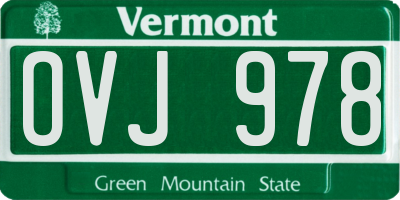 VT license plate OVJ978