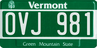 VT license plate OVJ981